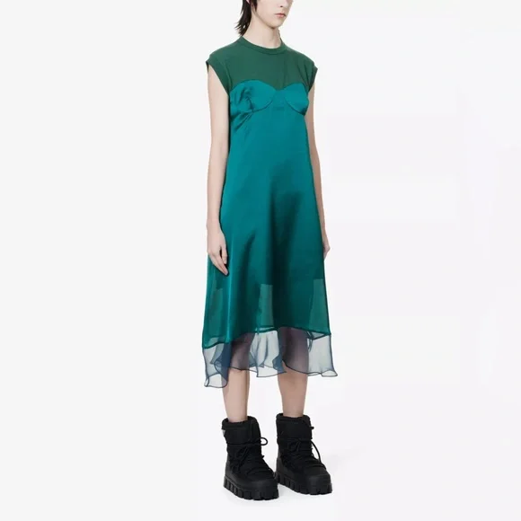 sacai green dress Sweater Top Green Embroidered Dress main image 0